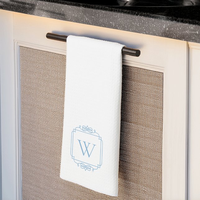 Blue | Simple Classic Frame Monogram Kitchen Towel (Creator Uploaded)