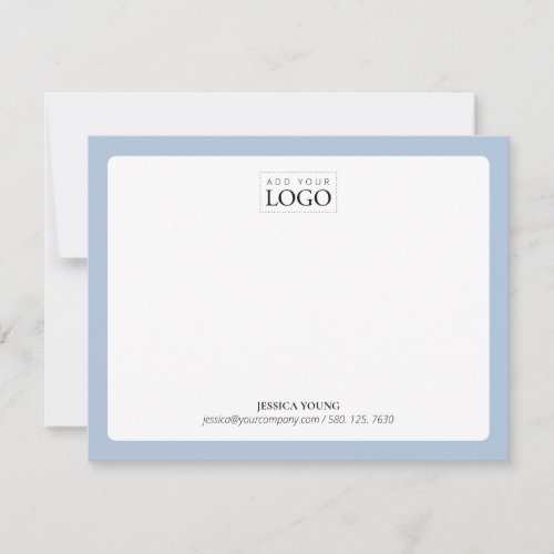 Blue  Simple Color Logo Business Note Card