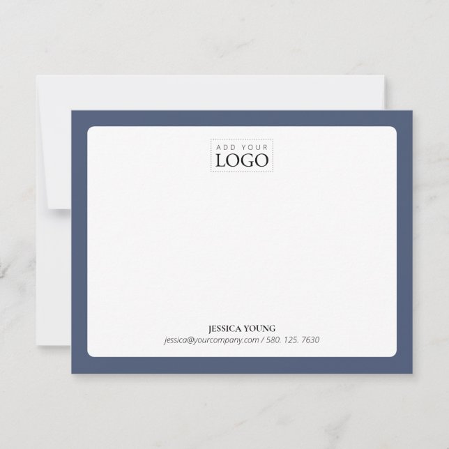 Blue | Simple Color Logo Business Note Card (Front)