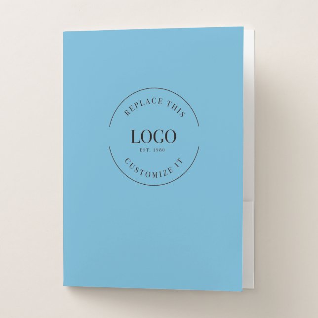 Blue Simple Custom large Business Logo website  Pocket Folder (Front)