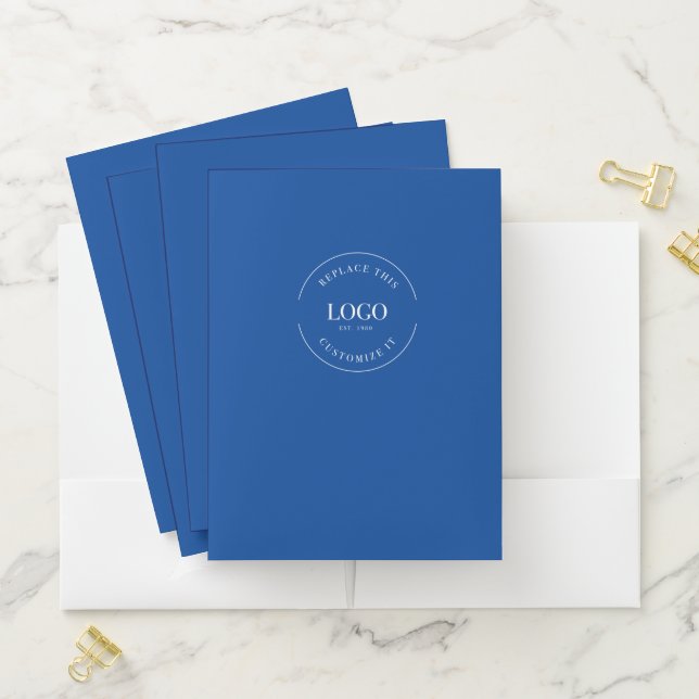 Blue Simple Custom large Business Logo website Pocket Folder (In Situ)