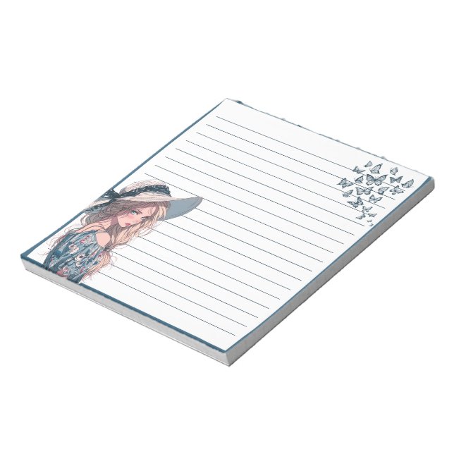 Blue Simple Cute Anime Boho Notepad (Rotated)
