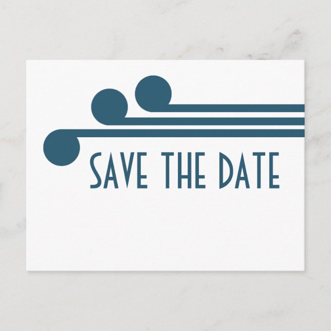 Blue Simple Deco Chic Save the Date Postcard (Front)