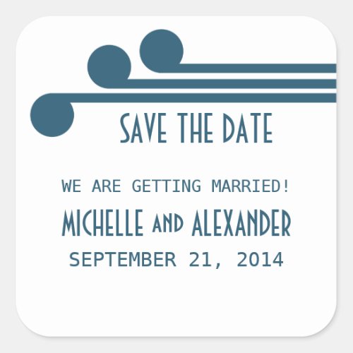 Blue Simple Deco Chic Save the Date Stickers