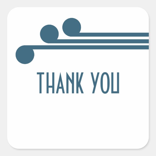 Blue Simple Deco Chic Thank You Stickers (Front)