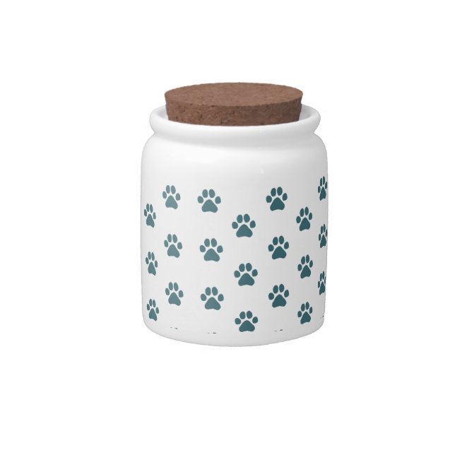 Blue Simple Dog Paw Print Paw Prints Forever Candy Jar (Front)