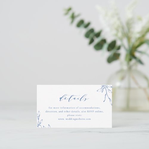 Blue simple elegance botanical wedding details place card