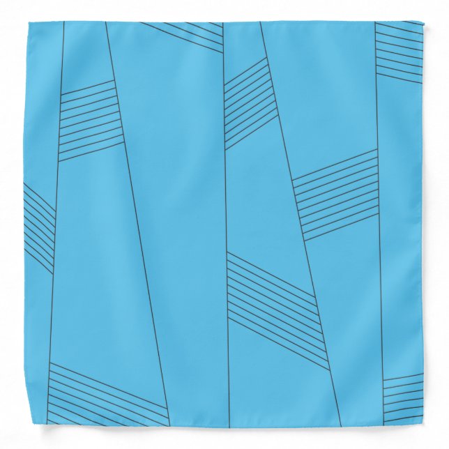 Blue, simple, elegant, abstract line pattern bandana (Front)