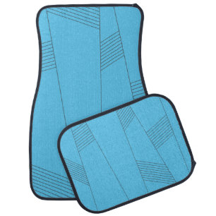 Blue, simple, elegant, abstract line pattern car floor mat