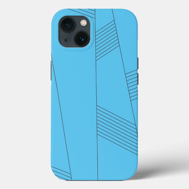 Blue, simple, elegant, abstract line pattern Case-Mate iPhone case (Back)