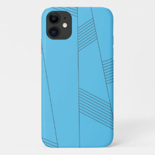 Blue, simple, elegant, abstract line pattern iPhone 11 case