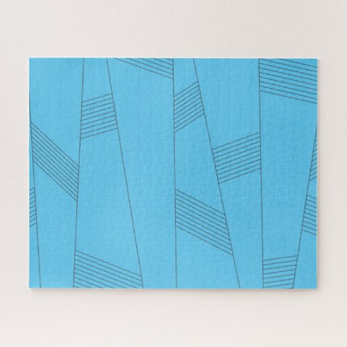 Blue simple elegant abstract line pattern jigsaw puzzle