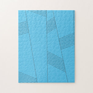 Blue, simple, elegant, abstract line pattern jigsaw puzzle