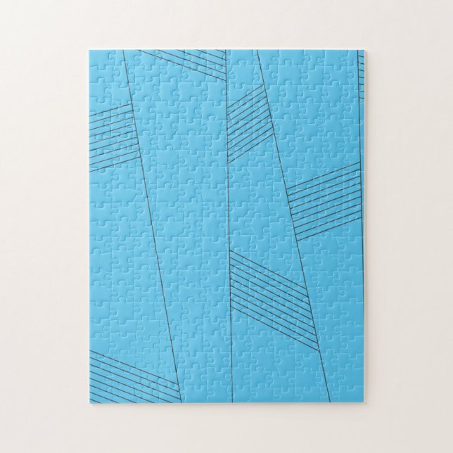 Blue, simple, elegant, abstract line pattern jigsaw puzzle (Vertical)
