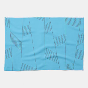 Blue, simple, elegant, abstract line pattern kitchen towel