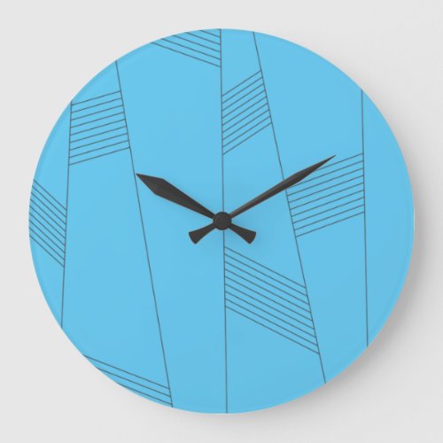 Blue simple elegant abstract line pattern large clock