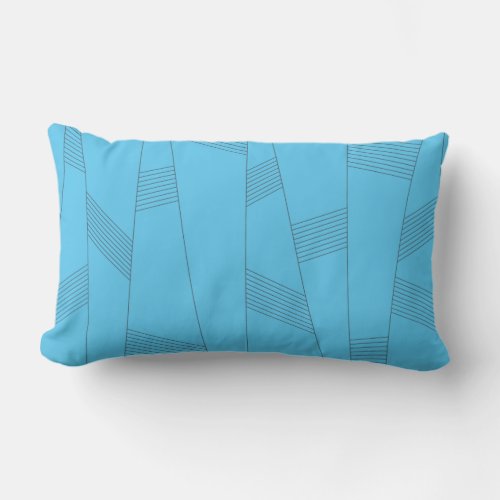 Blue simple elegant abstract line pattern lumbar pillow
