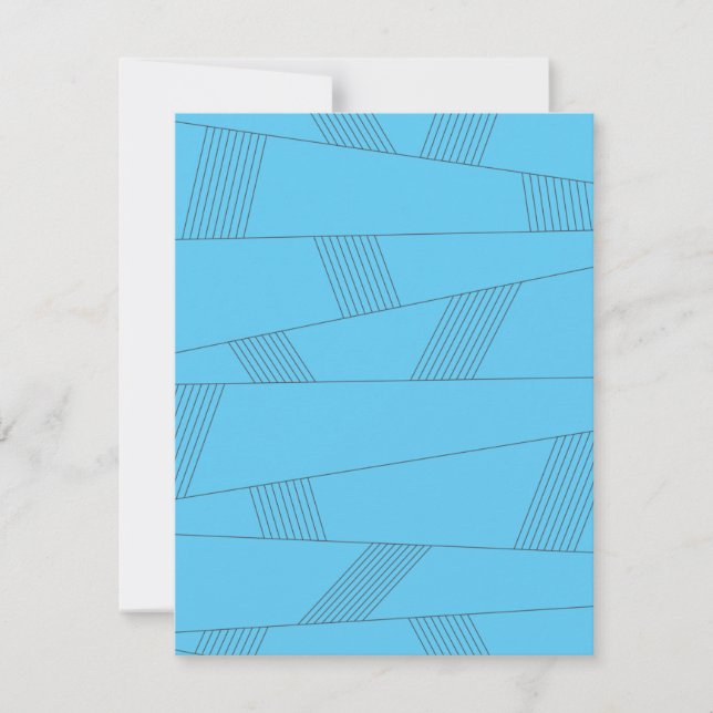 Blue, simple, elegant, abstract line pattern note card (Front)