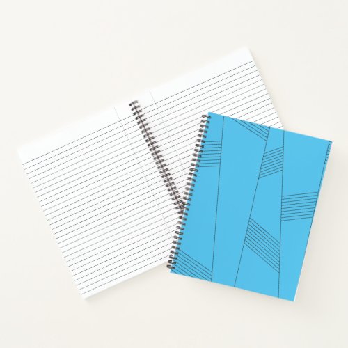 Blue simple elegant abstract line pattern notebook