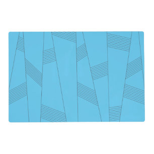 Blue, simple, elegant, abstract line pattern placemat
