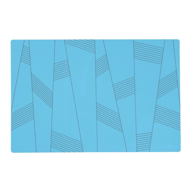 Blue, simple, elegant, abstract line pattern placemat (Back)