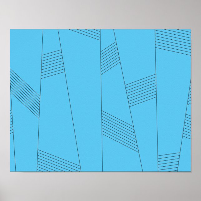 Blue, simple, elegant, abstract line pattern poster (Front)