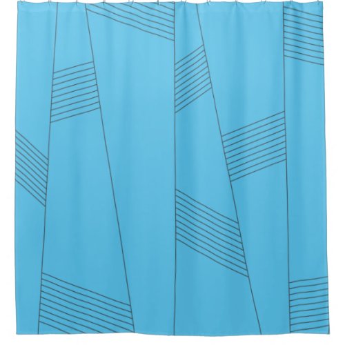 Blue simple elegant abstract line pattern shower curtain