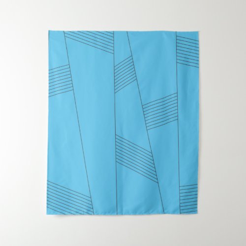 Blue simple elegant abstract line pattern tapestry