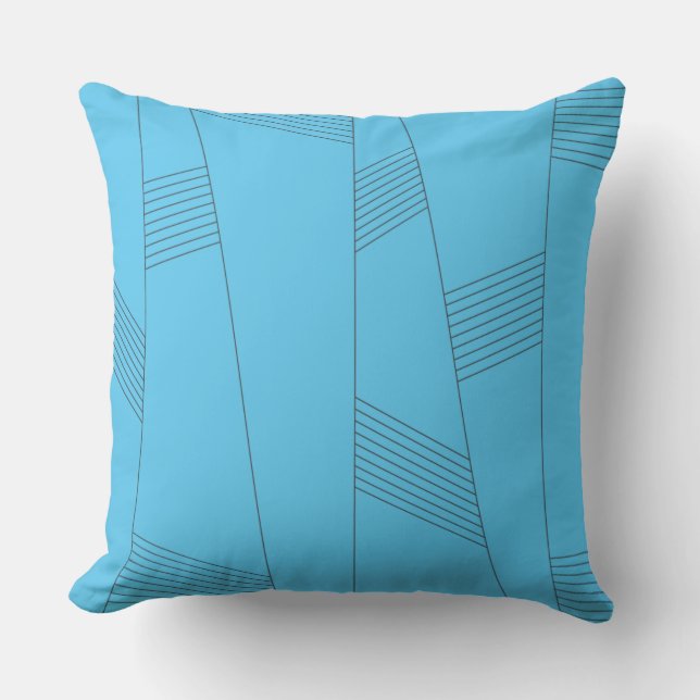 Blue, simple, elegant, abstract line pattern throw pillow (Front)