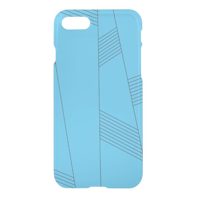 Blue, simple, elegant, abstract line pattern uncommon iPhone case (Back)