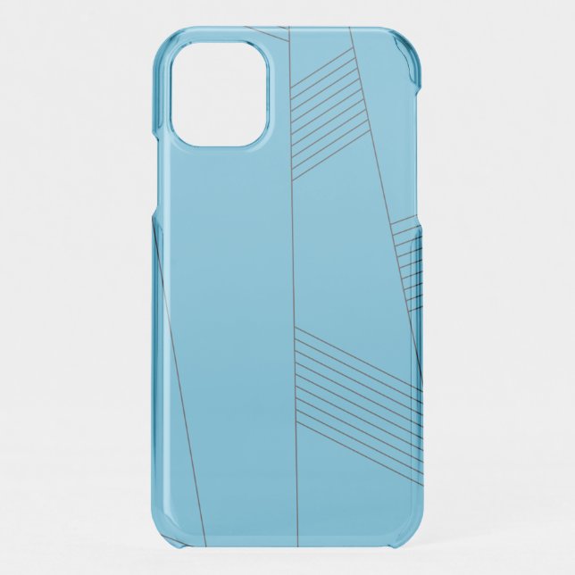 Blue, simple, elegant, abstract line pattern uncommon iPhone case (Back)
