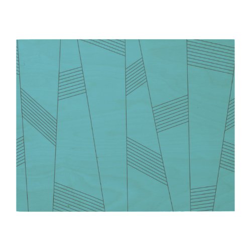 Blue simple elegant abstract line pattern wood wall art