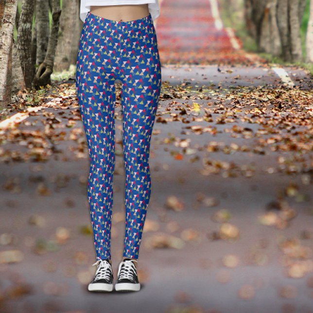 Blue simple geometric colored pattern  leggings (Creator Uploaded)