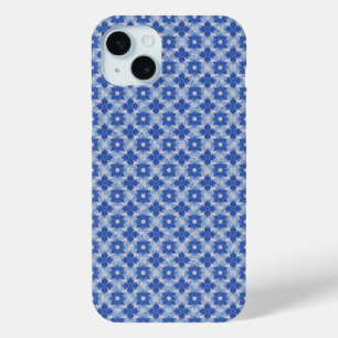 BLUE SIMPLE GEOMETRIC PATTERN iPhone 15 PLUS CASE