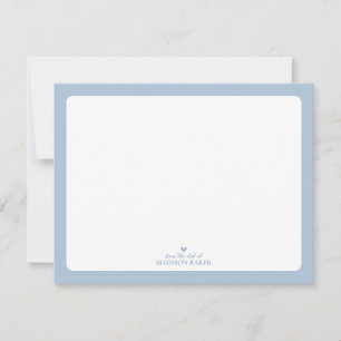 Blue   Simple Heart Personalized Stationery Note Card