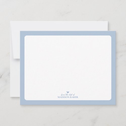 Blue  Simple Heart Personalized Stationery Note Card