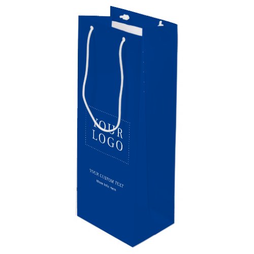 Blue Simple Minimal Business Logo Wine Paper Bag