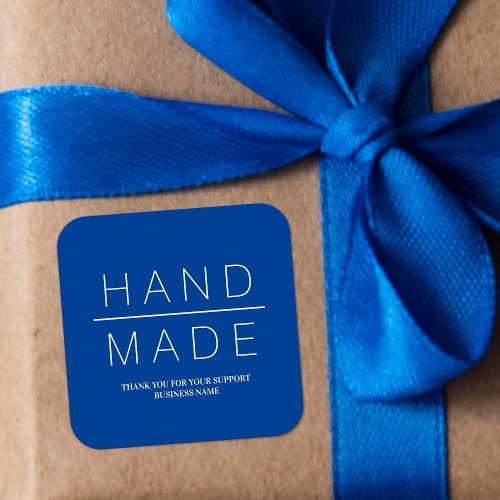 Blue Simple Minimalist Handmade Business Support Square Sticker