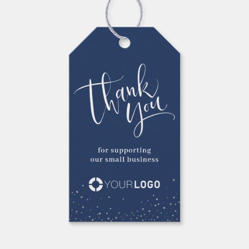 Blue Simple Modern calligraphy business thank you Gift Tags