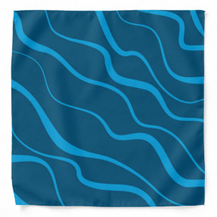 Blue, simple, modern, cool wave abstraction bandana