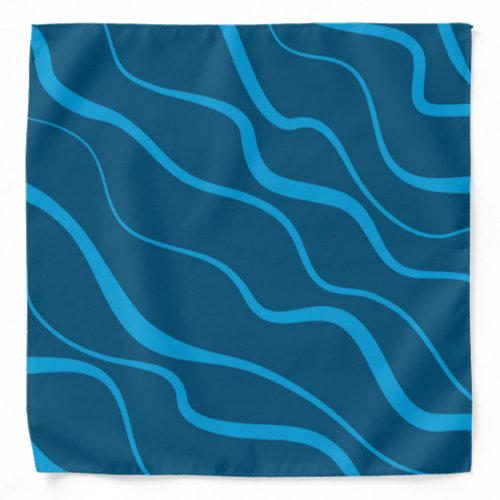 Blue simple modern cool wave abstraction bandana