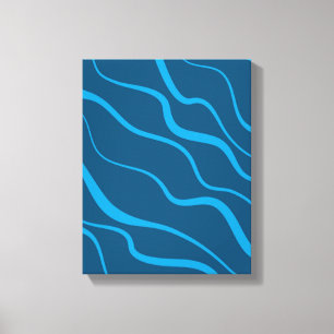 Blue, simple, modern, cool wave abstraction canvas print