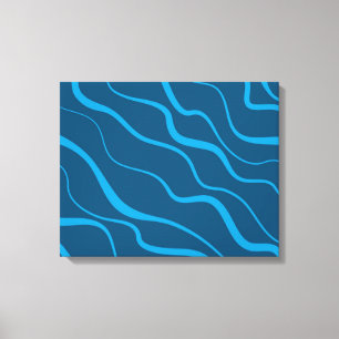 Blue, simple, modern, cool wave abstraction canvas print