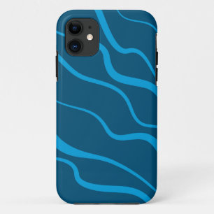 Blue, simple, modern, cool wave abstraction iPhone 11 case