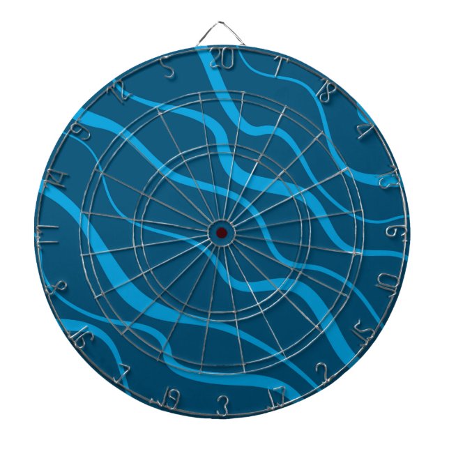 Blue, simple, modern, cool wave abstraction dart board (Front)