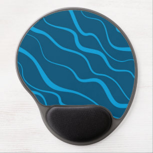 Blue, simple, modern, cool wave abstraction gel mouse pad
