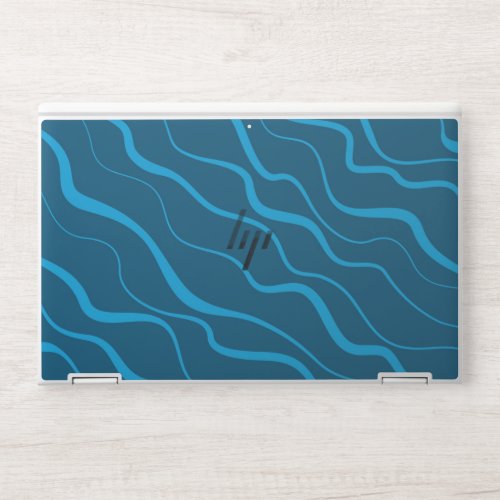 Blue simple modern cool wave abstraction HP laptop skin