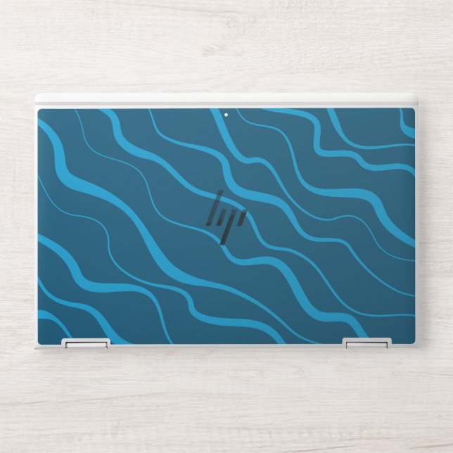 Blue, simple, modern, cool wave abstraction HP laptop skin (Front)