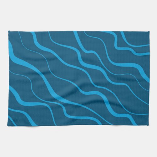 Blue simple modern cool wave abstraction kitchen towel