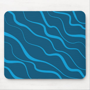 Blue, simple, modern, cool wave abstraction mouse pad